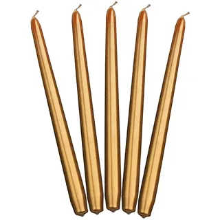 PartyDeco Goldene Leuchterkerzen spitz zulaufende Kerze Set Tischdekoration lange Kerze für Hochzeiten Geburtstag Feiern Weihnachten Kerze Halter dekorative Kerze