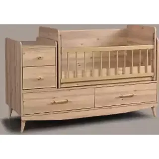Kinderbett Säugling Baby Betten Kleinkind Bett Holzbett Braun mit Regalen - Braun