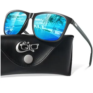 CGID Sonnenbrille Herren Polarisiert Damen Ultraleichte Al-Mg Metallrahmen Rechteckig Vintage UV400 Schutz Rechteckig Eckig mit Federscharnier