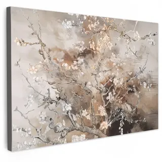 MuchoWow Leinwandbild Mandelblüte - Kunst - Van Gogh - Beige - Abstrakt XXL 150x100 cm , Braun , Textil , Kiefer , Rechteckig , 150x100 cm , FSC 100% , gerahmt , Bilder & Rahmen, Bilder, Leinwandbilder