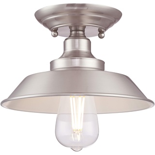 63700 Einflammige Leuchte Iron Hill, 22 cm, zur Deckenmontage von Westinghouse Lighting für Innenbereiche, Ausführung in gebürstetem Nickel