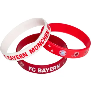 FC Bayern München Kinder Armband 3er Set | Unisex | Rot & Weiß | Silikon | Nickelfrei, ca.5 cm Durchmesser