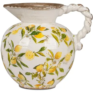 formano Dekovase Krug Vintage Lemon Zitronen H. 19cm weiß gelb antik Keramik S25