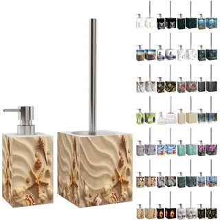 Sanilo Badaccessoire-Set »mit Motiv, viele schöne Seifenspender und WC Bürsten zur Auswahl« 2-tlg., Desinfektionsspender mit stabiler Pumpe, hochwertig & modern, beige