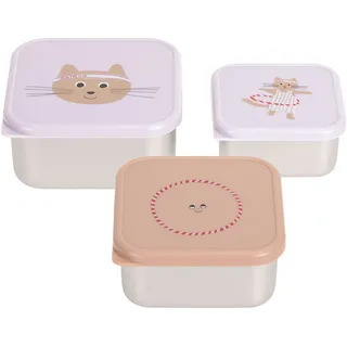 Lunchbox LÄSSIG "Tiny Team Cat, Snackbox", Kinder, lila, Lebensmittelaufbewahrungsbehälter Lunchbox