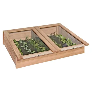 Frühbeet Gewächshaus Aufsatz aus Lärche 119x80x21 cm für Hochbeete mit Abdeckung für Gartenpflanzen
