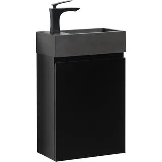 WC Badmöbel Angela 40x22 cm Matt Schwarz - Schrank Schwarze Waschbecken Badezimmer Toilette - Schwarz