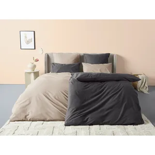 LeGer Home by Lena Gercke Bettwäsche »Anisa in Gr. 135x200, 155x220 cm oder 200x200« 2 Stk. tlg. Bettwäsche aus Baumwolle, unifarbene Bettwäsche mit Reißverschluss, grau
