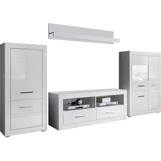 Wohnwand HOME AFFAIRE "BIANCO", weiß (weiß matt, weiß mdf hochglanz), B:335cm, Kastenmöbel-Sets, Wohnwand