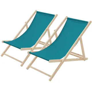 ECD-Germany Strandliege 2er Set , Dunkelgrün , Holz , 57.5x83x100 cm , Gartenmöbel, Gartenliegen