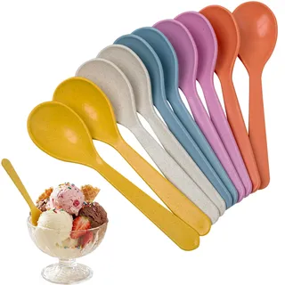 10 Stück Eierlöffel Kunststoff,Plastiklöffel Klein 14 cm Kaffeelöffel Plastik Löffel Teelöffel,Kunststoff Marmeladenlöffel Joghurtlöffel Wiederverwendbar Bunter Plastik Löffel