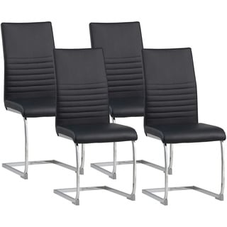 Albatros Freischwinger BURANO, 4er Set Schwarz - Esszimmerstuhl Schwingstuhl, modernes Design, Kunstleder-Bezug, dicke Polsterung - Küchenstuhl, Polsterstuhl, Esszimmer, Esstisch