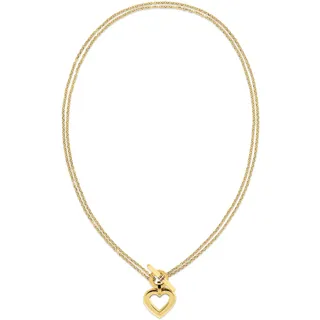 Tommy Hilfiger Jewelry Doppelte Ketten-Halskette für Damen aus Gelbgold mit einem Herz-Anhänger - 2780968