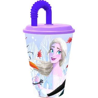 Tataway Frozen Tumbler 430 ml mit Strohhalm — Wiederverwendbare, leichte Tasse mit Disney-Figuren für Kinder, mit Deckel und integriertem Strohhalm, ideal für Schule und Zuhause