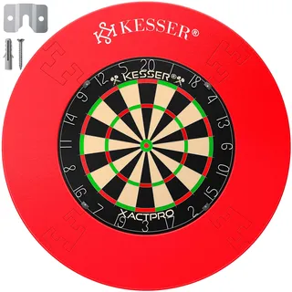 KESSER Dartscheibe Sisal optional mit Schutzring - selbstheilend Set Profi | Steeldartscheibe Dartboard Surround Dartscheiben ohne / mit Wandschutz inkl. Montageset - präzises Steeldart Spiel