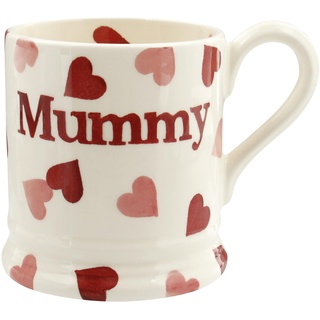 Emma Bridgewater große Tasse 1/2 Pint, Keramik Kaffeetasse groß - Steingut Tasse, Cappuccino, Latte, Kaffee, Teetasse - Schöne Tassen, Geburtstagsgeschenk - Kaffeebecher Rosa Herzen Mummy