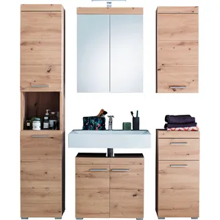trendteam Bad 5-teilige Kombination Amanda Asteiche Melamin/Asteiche Tiefgezogen 163 x 190 x 34 cm - Braun