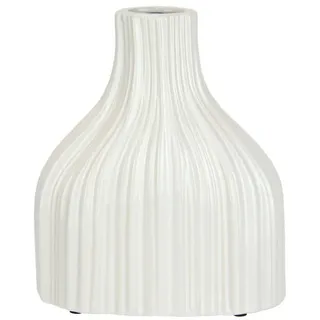 I.GE.A. Dekovase »Blumenvase aus Keramik, geriffelt, bauchig, glänzend, Keramikvase« Deko-Vase für Blumen, Pampasgras, Trocken- oder Kunstblumen u. Zweige, weiß