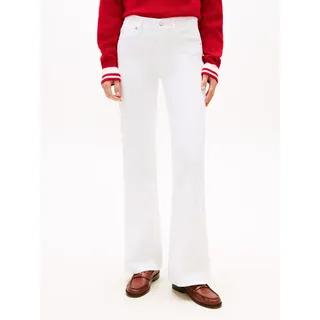 Bootcut-Jeans TOMMY HILFIGER "FINN FLARE RW", Damen, Gr. 33, Länge 30, th optic whi, Denim/Jeans, Obermaterial: 99% Baumwolle, 1% Elasthan, unifarben, regular fit lang, Jeans Bootcut-Jeans, Baumwoll-Mix mit Stretch, Mid Rise