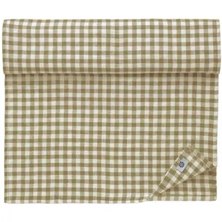 LINEN & COTTON Tischläufer Estella - 100% Leinen, Weiß Beige, 40 x 150 cm | Stoff Tischdekoration Tischwäsche, Kariert Läufer Tisch Esstisch für Küche Haus Landhaus Festival Event Frühling Ostern