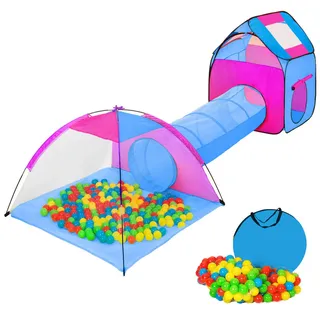 tectake Spielzelt ,370 x 115 x 107 cm,blau , Textil , 115x115 cm , Ce , Spielzeug, Kinderzelte