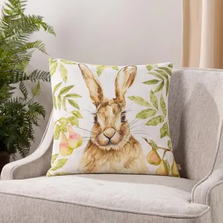 Evans Lichfield Grove Kissen mit Hase, Aquarell, Federn, gefüllt