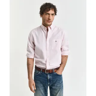Businesshemd GANT "REG OXFORD SHIRT", Herren, Gr. 4XL, N-Gr, rosa (light pink), Web, Obermaterial: 100% Baumwolle, unifarben, regular fit hüftlang, hoch geschlossener Ausschnitt, Manschette, Hemden Businesshemd, Oxford Hemd Regular Fit