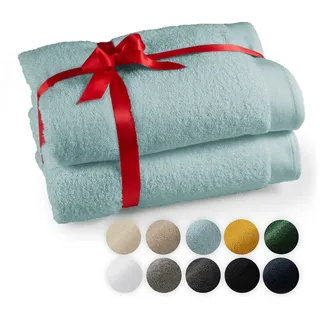 Blumtal Saunatuch Hellblau, 2er-Set , Textil , Rechteckig , 80x200 cm , Heimtextilien, Badtextilien, Saunatücher