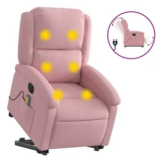 vidaXL Massagesessel, Sessel mit Aufstehhilfe Elektrisch, Relaxsessel mit Liegefunktion Vibrationsfunktion, Fernsehsessel Liegesessel Aufstehsessel, Rosa Samt