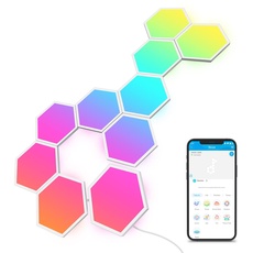 Govee Glide Hexagon LED Panel,10 RGBIC Smart Wandleuchte Innen Funktioniert mit Alexa und Google Assistant, Kreative Dekorative Wi-Fi Hexagon LED Panel Light Panels Musik Sync für Gaming & Zimmer Deko