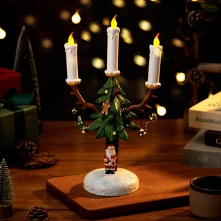 Axrye Weihnachtsbaum Kerzenlicht, flammenloses Kerzenlicht, Weihnachtskandelaber Dekoration mit 3D Flammendocht, Kerzenhalter Weihnachtskerze für Abendessen Tafelaufsatz Innenbereich Heimtisch Party