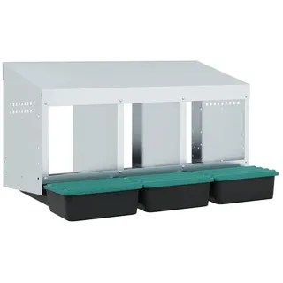 vidaXL Hühner-Nistkasten 3 Fächer Wandmontage Verzinkter Stahl