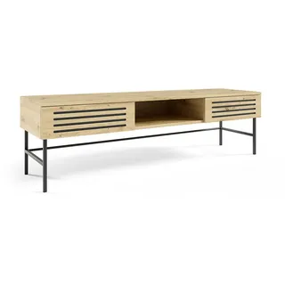 Feldmann-Wohnen Lowboard, Braun, Holz, 2 Fächer, 2 Schubladen, Rechteckig, 140x50x40 cm, Wohnzimmer, Wohnwände, Lowboards, Lowboards stehend