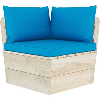 vidaXL Garten-Paletten-Ecksofa mit Kissen Imprägniertes Fichtenholz - Blau