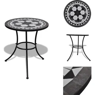 vidaXL Bistrotisch Schwarz und Weiß 60 cm Mosaik - Gartentische - Schwarz