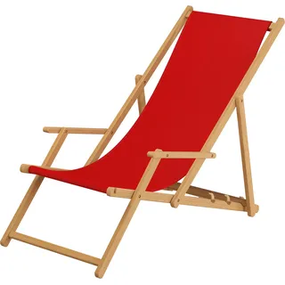 Gartenstuhl rot Buche hell klappbar Sonnenliege Relaxliege Strandstuhl Klappstuhl 10-308 N - Rot