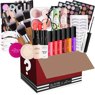 MKNZOME Beauty Adventskalender 2025-42St Schminkkasten Make Up Set, Professionelles Kosmetik Schmink Set für Frauen mit Lidschatten Lippengloss Rouge Concealer Usw, Überraschungen für Weihnachten