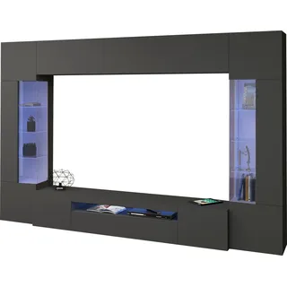 INOSIGN Wohnwand INOSIGN "New Egypt", schwarz (anthrazit matt), B:290cm H:191,2cm T:40cm, Spanplatte, Kastenmöbel-Sets, Wohnwand, bestehend aus 2 Stauraumvitrinen, 1 Lowboard, 1 Hängeschrank