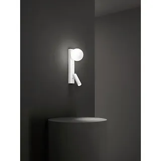 Fog - Nachttisch-Wandleuchte mit USB und USB-C, 3 W LED + G9, weiße Kugel, 3000 K, verstellbarer Körper, Glasdiffusor - Perenz - Weiß