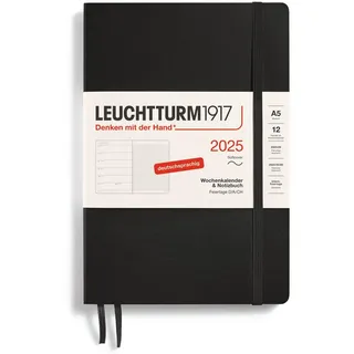 Leuchtturm1917 370505 Wochenkalender & Notizbuch Medium A5 Softcover Schwarz