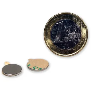 20 x Scheibenmagnet selbstklebend Ø 10 mm x 2 mm Neodym Magnetscheibe N35 vernickelt - hält 1 kg - 20 Stück - Starke Klebemagnete für Kühlschrank Magnet Glasboards Magnettafel Pinnwand Whiteboard