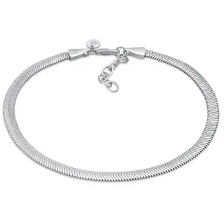 ELLI PREMIUM Fußkette »Fußschmuck Schlangenkette Flach Elegant 925 Silber silberfarben