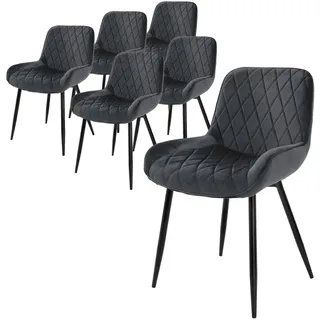 ML-Design Esszimmerstuhl Anthrazit Samt 6er Set