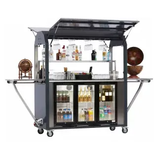 Saro Servierwagen COOL ROLLEY,  Edelstahl, Multifunktioneller Speisewagen mit sechs verchromten Glasschienen, 1 Servierwagen