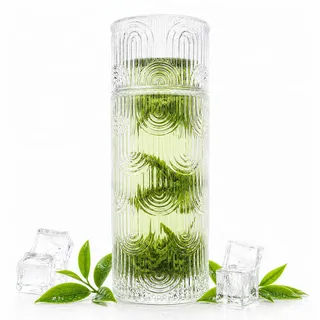 Junrvivy Wasserkaraffe Glaskaraffe mit Deckel - 640ml Glas Karaffe und 180ml Becher Glas, Wasserkrug für Getränke Eistee Milch, Wasser Karaffe für Nachttisch Badezimmer Gästezimmer Wohnzimmer