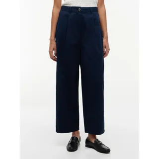 Chinohose TOMMY HILFIGER "COTTON BARREL CHINO", Damen, Gr. 44, N-Gr, schwarz night navy, Web, Obermaterial: 100% Baumwolle, unifarben, regular fit lang, Hosen Chinohose, Baumwolle, Barrel Fit