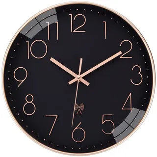 ACCSHINE Wanduhr Funk Wanduhrren Lautlos 30cm Groß Küchenuhr | Funkuhr Wanduhr Ohne Tickgeräusche Quarz Batterie Einfach zu Lesen für Küche Wohnzimmer Schlafzimmer Büro Schule