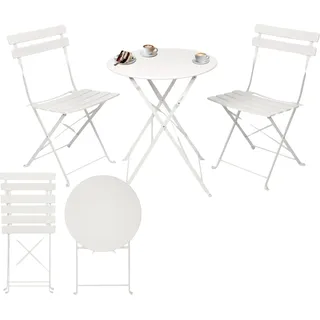Albatros Bistroset 3-teilig Weiß – Bistrotisch mit 2 Stühlen – klappbare Stühle und Tisch aus robustem Metall – optimal als Balkonmöbel Set oder Gartenmöbel in modernem Design - Weiß