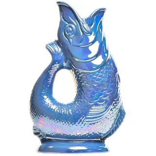 Gluckigluck Karaffe mit „Gluck-Gluck“-Geräusch 27,5/17/9,5 cm , Blau , Keramik , Tiere , 1.2 L , Organisch , handgemacht , Geschirr, Kannen & Karaffen, Wasserkaraffen & Krüge
