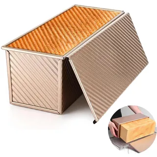DUDUI 1000g Brotbackform mit Deckel,Toastbrot Backform Kohlenstoffstahl | Antihaft Toastbrotform, Eckig Kastenform, Toast Brot Backform für Gebäck Laibe Kuchen 34 x 13,5 x 12 cm